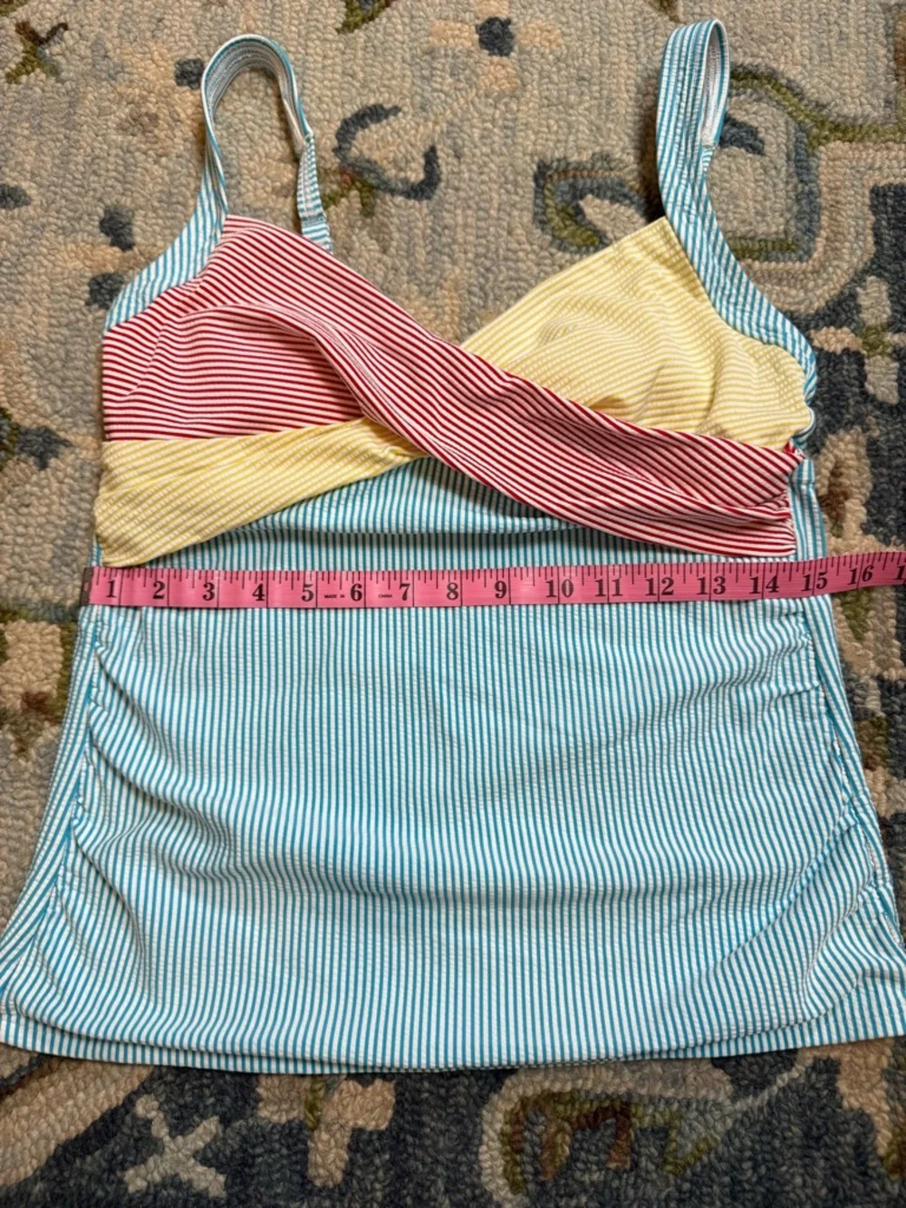 Lands' End‎ Seersucker Women’s Tankini Top Size 8 Colorblock Nautical Underwire - Picture 4 of 10